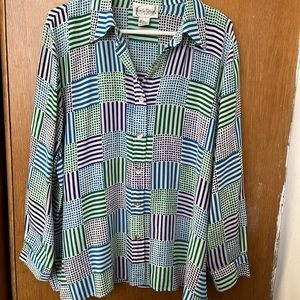 Diane Von Furstenberg vintage silk button down shirt large